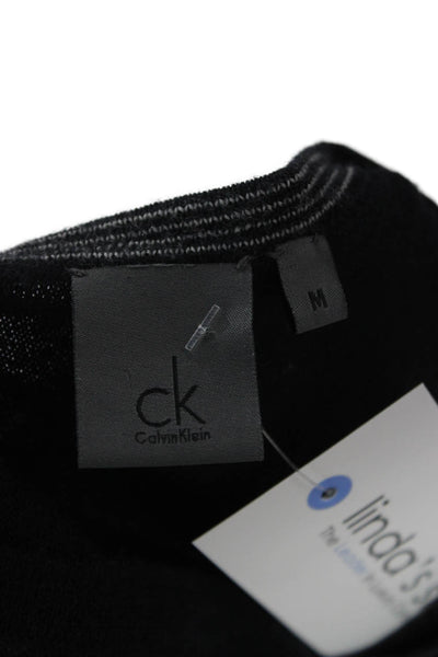 Calvin Klein Womens V-Neck Black Pullover Wool Acrylic L/S Size M