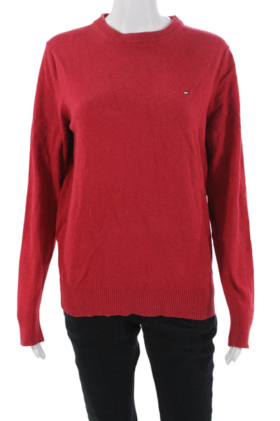 Tommy Hilfiger Mens Crew Neck Pullover Sweater Red Cotton Cashmere Size XS