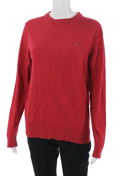 Tommy Hilfiger Mens Crew Neck Pullover Sweater Red Cotton Cashmere Size XS