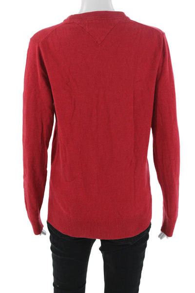 Tommy Hilfiger Mens Crew Neck Pullover Sweater Red Cotton Cashmere Size XS