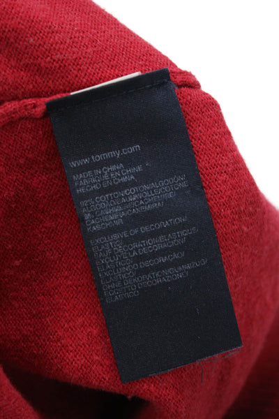 Tommy Hilfiger Mens Crew Neck Pullover Sweater Red Cotton Cashmere Size XS