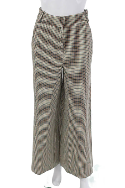 Toccin Women Dress Pants Beige Check Button Inseam 30 Size 2