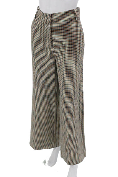 Toccin Women Dress Pants Beige Check Button Inseam 30 Size 2
