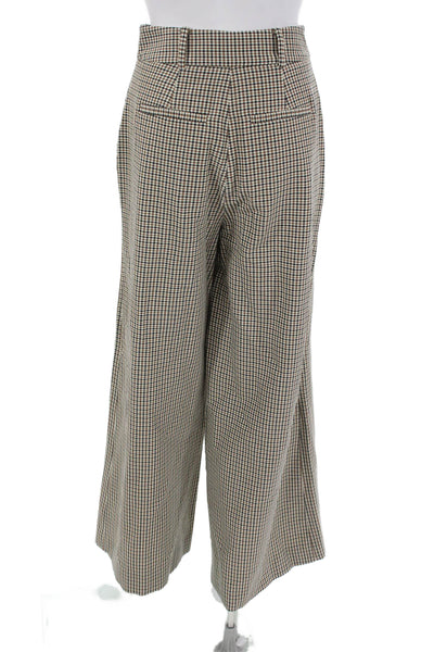 Toccin Women Dress Pants Beige Check Button Inseam 30 Size 2