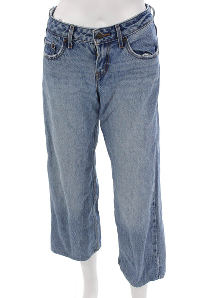 Levis Unisex Cropped Wide Leg Jeans Blue Mid Rise 24 Inseam Size 25