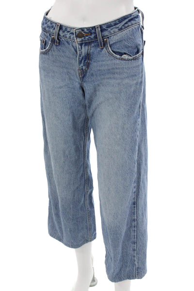 Levis Unisex Cropped Wide Leg Jeans Blue Mid Rise 24 Inseam Size 25