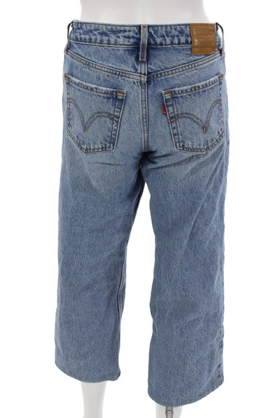 Levis Unisex Cropped Wide Leg Jeans Blue Mid Rise 24 Inseam Size 25