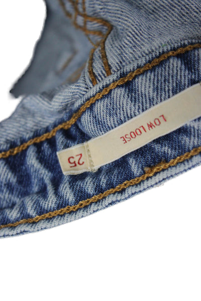 Levis Unisex Cropped Wide Leg Jeans Blue Mid Rise 24 Inseam Size 25