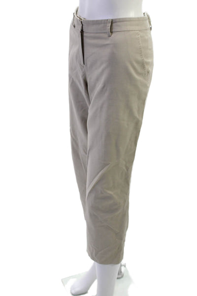 Tahari Womens Cropped Dress Pants Beige Cotton Blend Button Closure Size 6