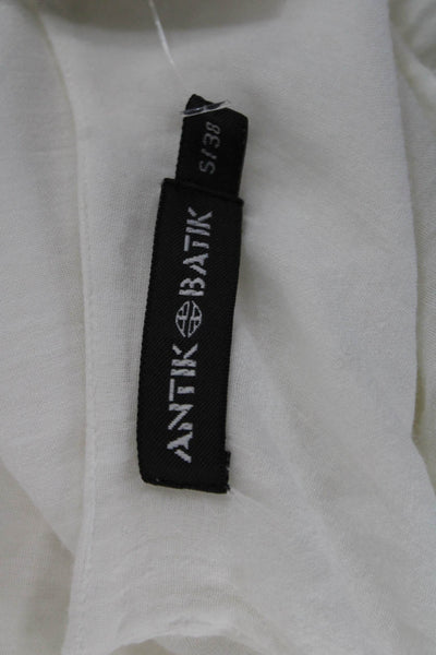 Antik Batik Womens A-Line Dress White Cotton Long Sleeve Knee Length Size S