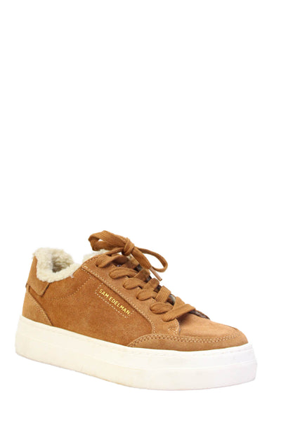 Sam Edelman Womens Suede Lace Up Platform Sneakers Brown Size 5.5 Medium