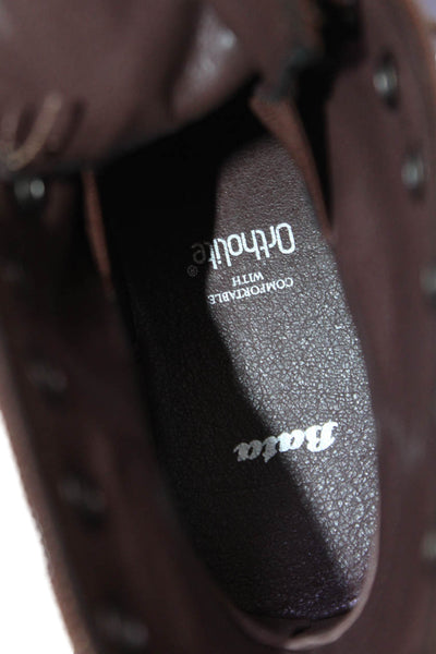 Bata Womens Leather Jeweled Lace Up Combat Ankle Boots Brown Size 36 6