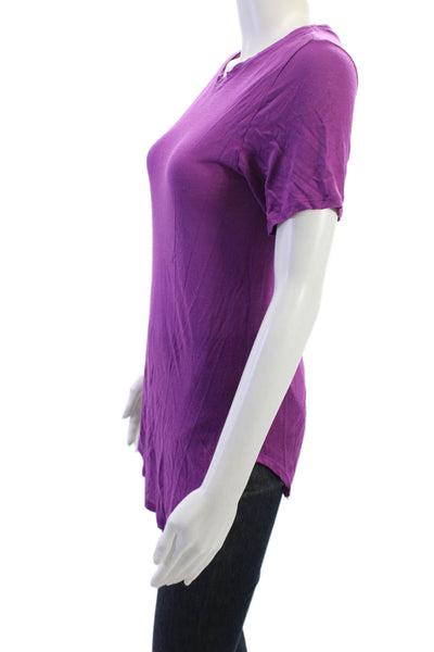 ATM Women Tunic T-Shirt Basic Purple Cotton Crew Neck Short Sleeve Solid Size S
