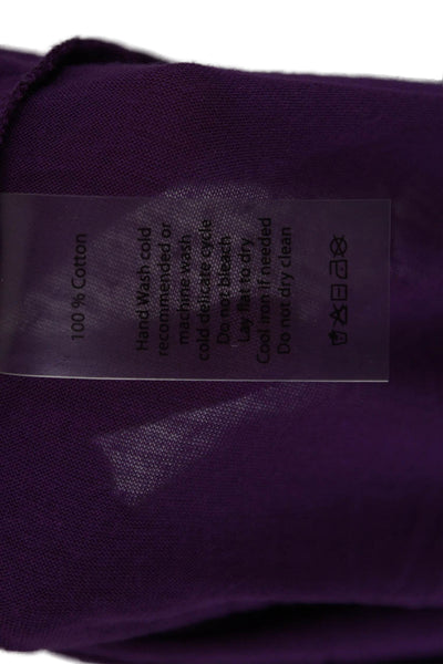 ATM Women Tunic T-Shirt Basic Purple Cotton Crew Neck Short Sleeve Solid Size S