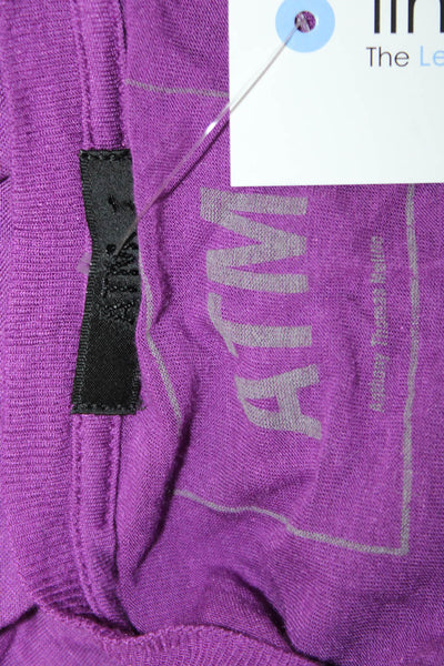 ATM Women Tunic T-Shirt Basic Purple Cotton Crew Neck Short Sleeve Solid Size S