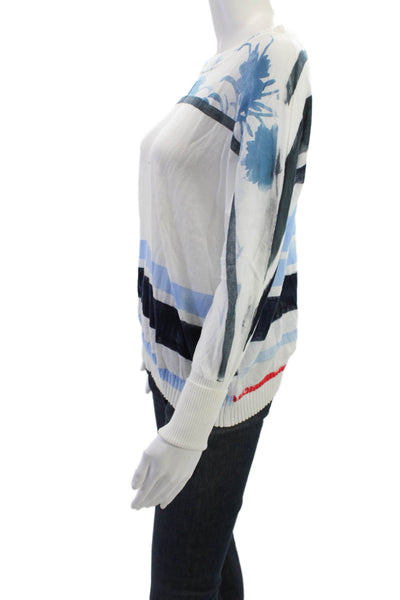 Marika Charles Unisex White Floral Pullover Cashmere Blend Long Sleeve Size 1