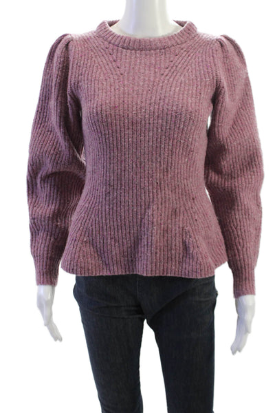 La Vie Unisex Pullover Wool Crew Neck Long Sleeve Purple Sweater Size S