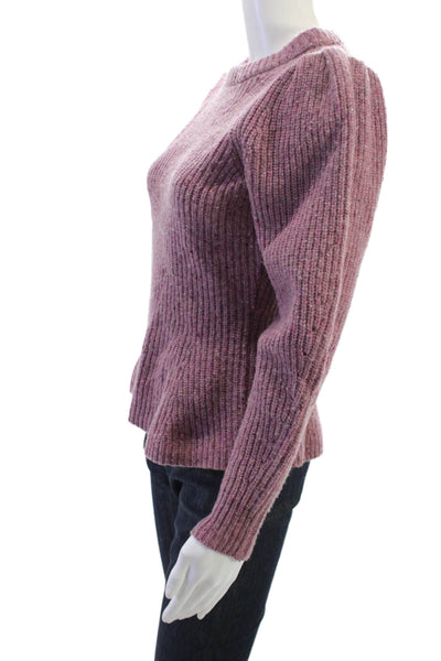La Vie Unisex Pullover Wool Crew Neck Long Sleeve Purple Sweater Size S