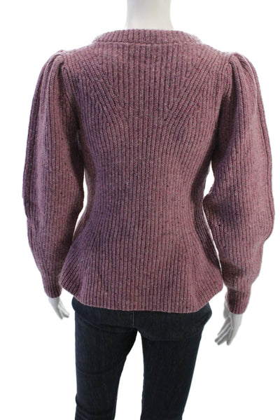 La Vie Unisex Pullover Wool Crew Neck Long Sleeve Purple Sweater Size S