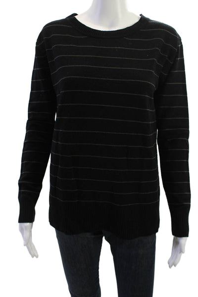 Michael Stars Unisex Black Striped Pullover Crewneck Long Sleeve Size S