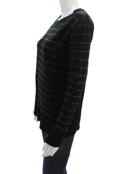 Michael Stars Unisex Black Striped Pullover Crewneck Long Sleeve Size S