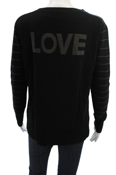 Michael Stars Unisex Black Striped Pullover Crewneck Long Sleeve Size S