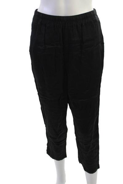 Nili Lotan Women Cropped Black Polyester Blend Pants Petite Size XS