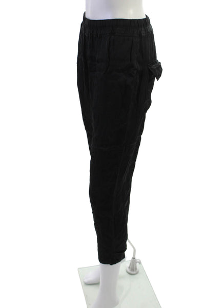 Nili Lotan Women Cropped Black Polyester Blend Pants Petite Size XS
