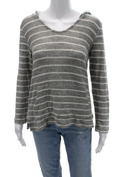 Beyond Yoga Unisex Pullover Striped V-Neck Long Sleeve Dark Gray Size S