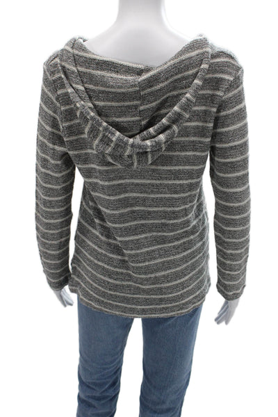 Beyond Yoga Unisex Pullover Striped V-Neck Long Sleeve Dark Gray Size S