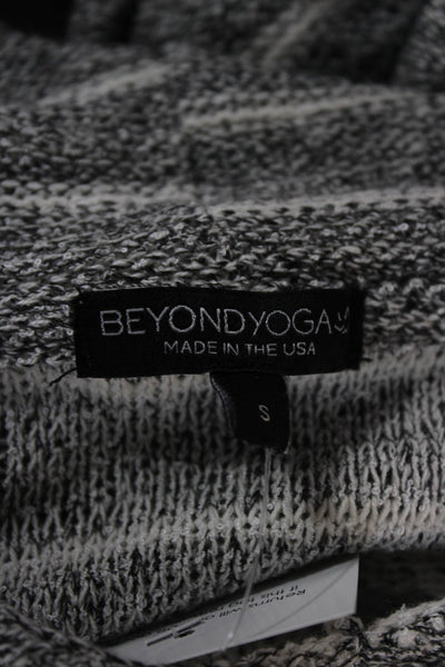 Beyond Yoga Unisex Pullover Striped V-Neck Long Sleeve Dark Gray Size S