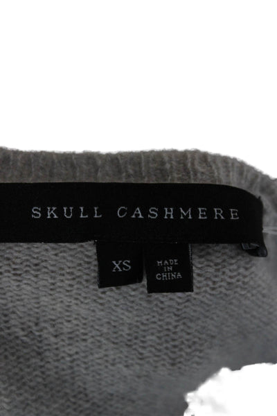 Skull Cashmere Unisex Pullover Sweater Gray Round Neck Skull Size 42