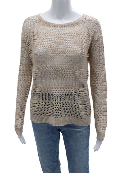 Joie Unisex Pullover Sweater Beige Long Sleeve Boho Linen Rayon Size S
