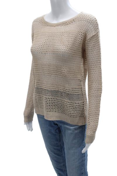 Joie Unisex Pullover Sweater Beige Long Sleeve Boho Linen Rayon Size S