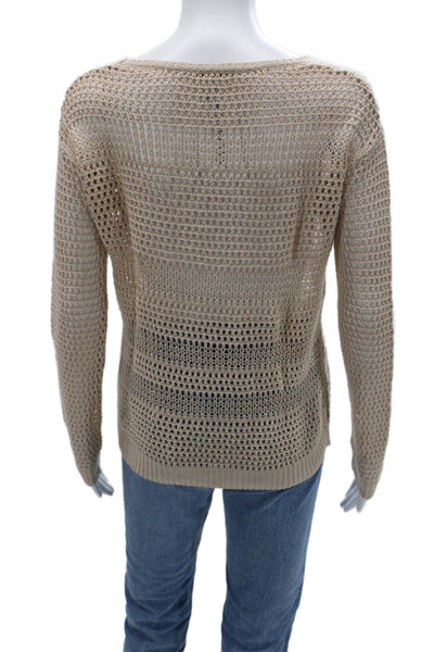 Joie Unisex Pullover Sweater Beige Long Sleeve Boho Linen Rayon Size S