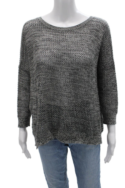 Cotton By Autumn Cashmere Unisex Gray Cotton Pullover 3/4 Sleeve Size S