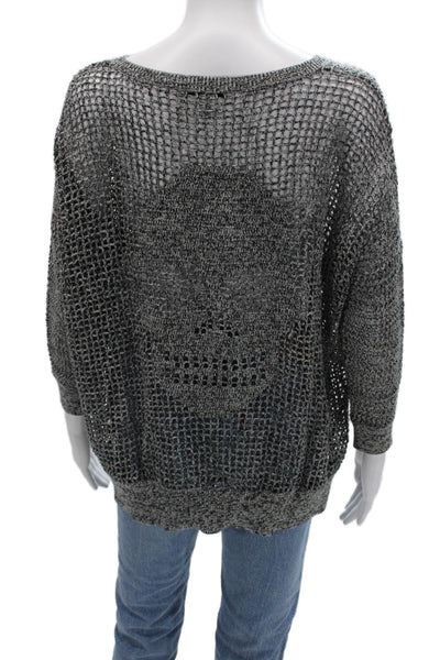 Cotton By Autumn Cashmere Unisex Gray Cotton Pullover 3/4 Sleeve Size S