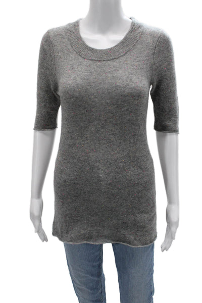 ATM Unisex Gray Cashmere Pullover Sweater Crew Neck 3/4 Sleeve Size S