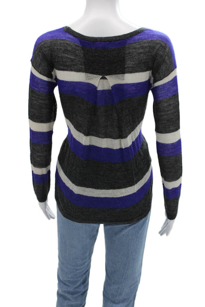 Joie Unisex Black 100% Alpaca Striped Pullover Sweater Long Sleeve Size S