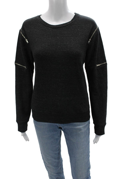 Feel The Piece Women Pullover Sweatshirt Black Grunge Crew Neck Size XS Petite
