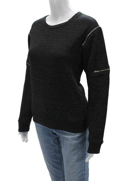 Feel The Piece Women Pullover Sweatshirt Black Grunge Crew Neck Size XS Petite