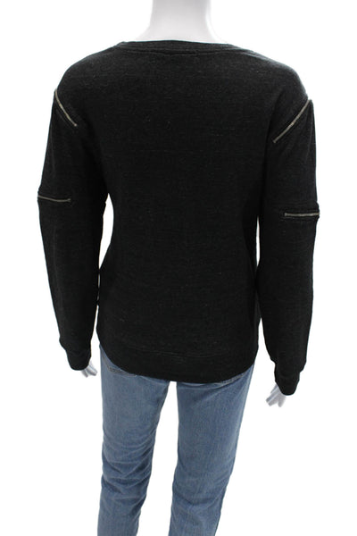 Feel The Piece Women Pullover Sweatshirt Black Grunge Crew Neck Size XS Petite