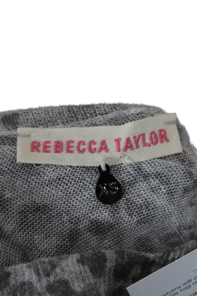 Rebecca Taylor Unisex Gray Leopard Pullover Long Sleeve Round Neck Size XS