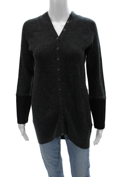 Duffy Unisex Dark Gray V Neck Cardigan Snap 70/30 Wool Cashmere Size S