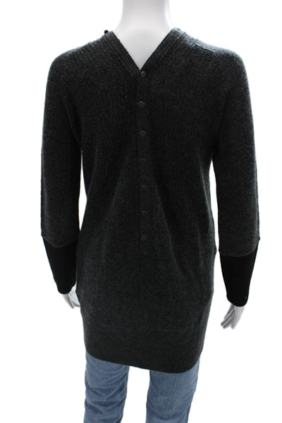 Duffy Unisex Dark Gray V Neck Cardigan Snap 70/30 Wool Cashmere Size S