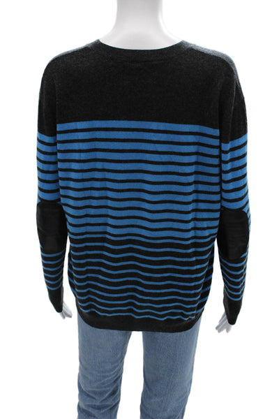 Autumn Cashmere Unisex Black Striped Crewneck Pullover Size S