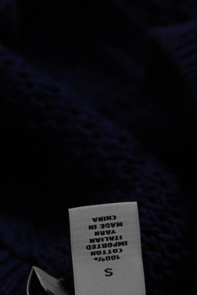 Cotton By Autumn Cashmere Unisex Pullover Sweater Dark Blue 3/4 Sleeve Size S