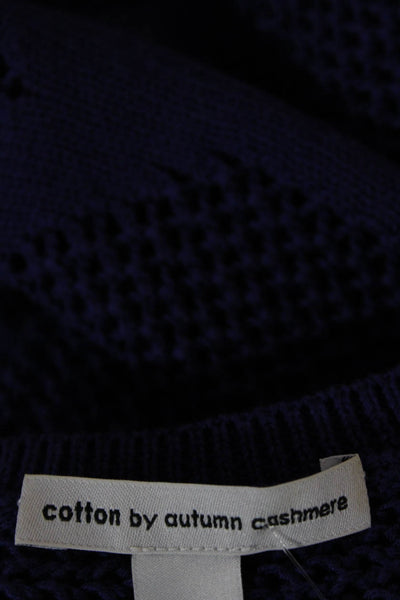 Cotton By Autumn Cashmere Unisex Pullover Sweater Dark Blue 3/4 Sleeve Size S
