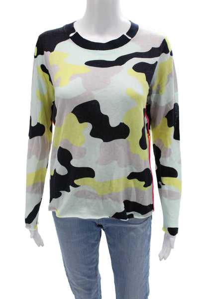 Lisa Todd Unisex Pullover Sweater Black Camo Linen Crewneck Longsleeve Size S