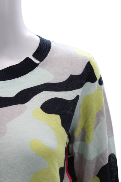 Lisa Todd Unisex Pullover Sweater Black Camo Linen Crewneck Longsleeve Size S